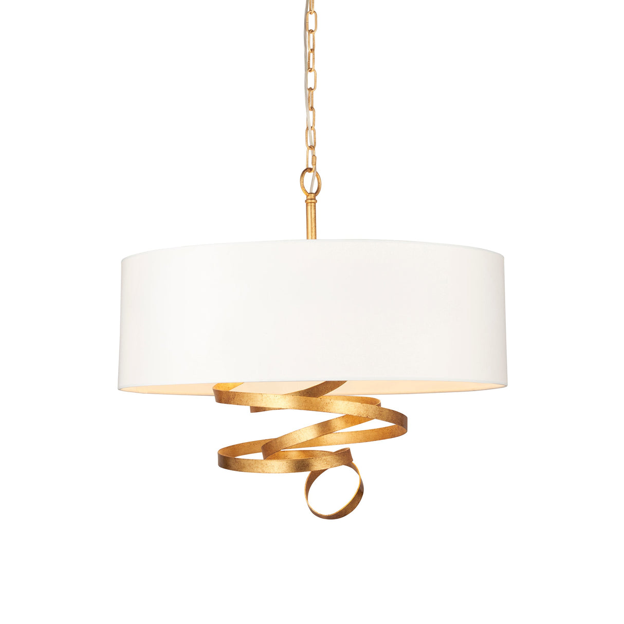 Amos Senna Pendant Gold Leaf & Ivory Cotton – from Amos Lighting + Home