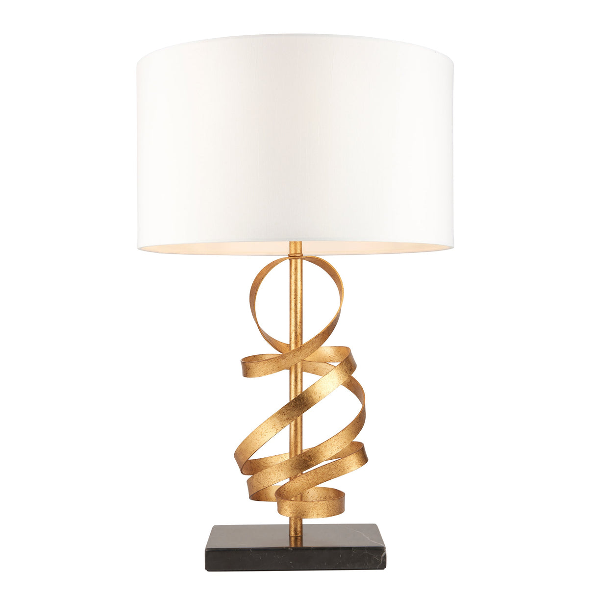 Amos Sennan Table Lamp Gold Leaf & Ivory Cotton – from Amos Lighting + Home