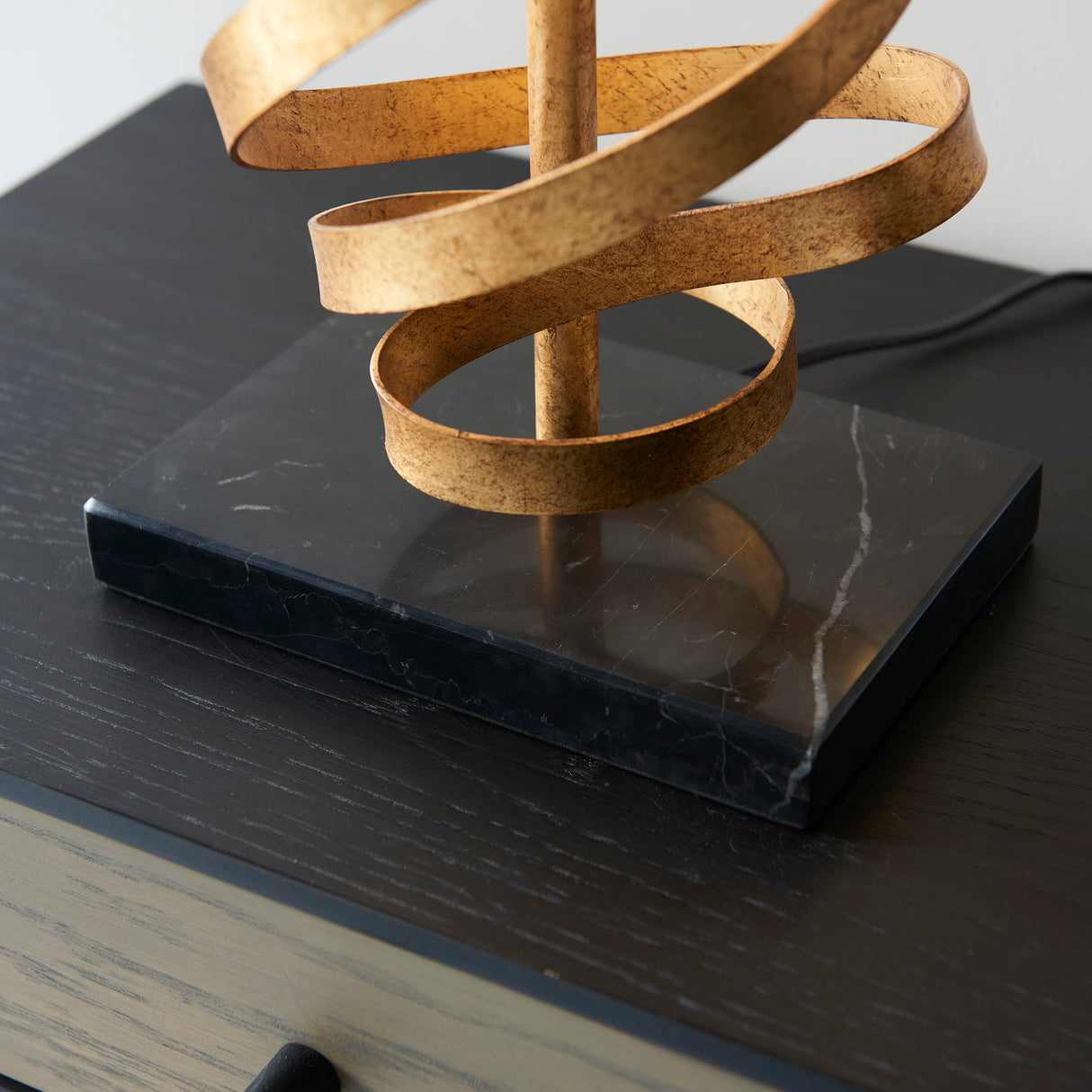 Amos Sennan Table Lamp Gold Leaf & Ivory Cotton – from Amos Lighting + Home