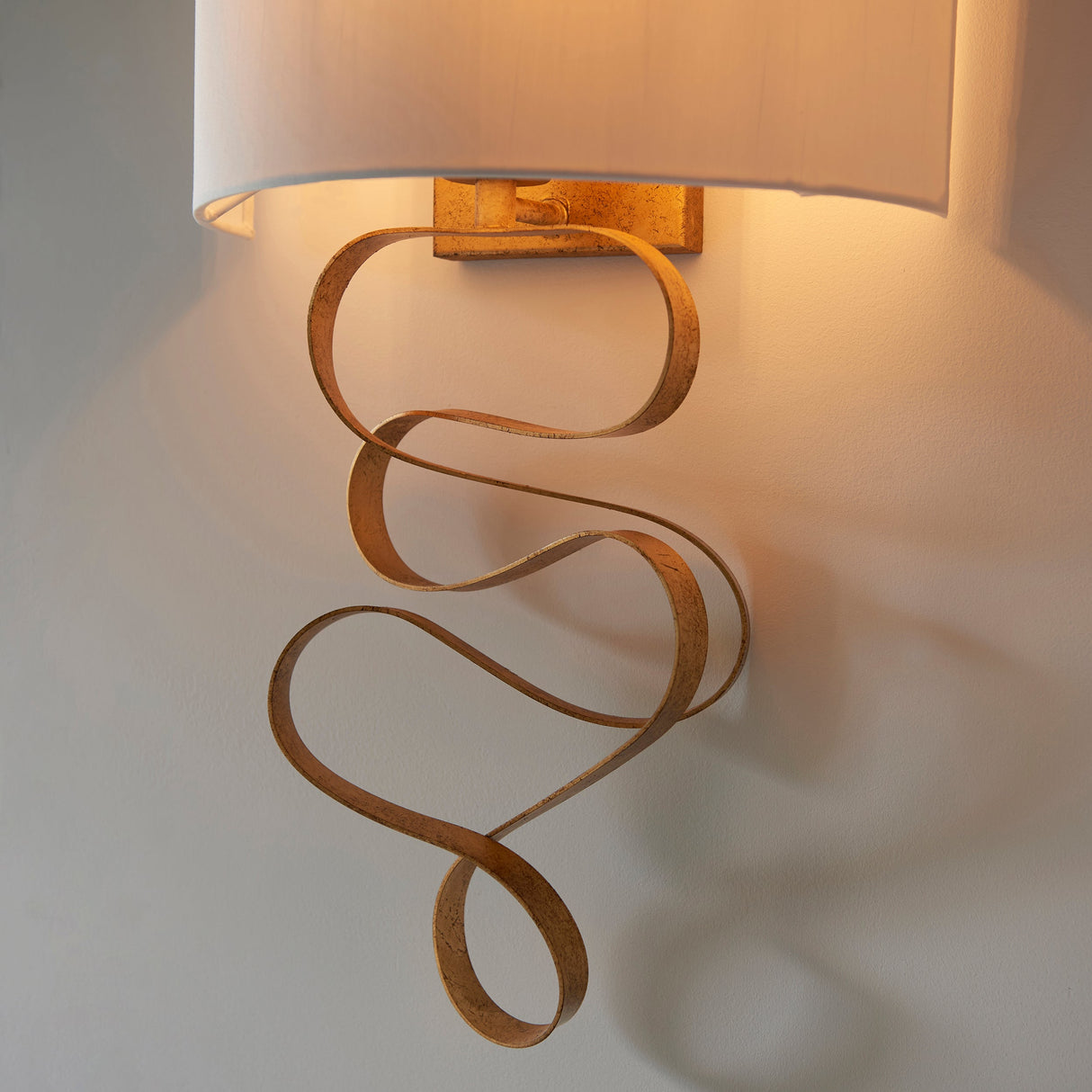 Amos Sennan Wall Light Gold Leaf & Ivory Cotton – from Amos Lighting + Home