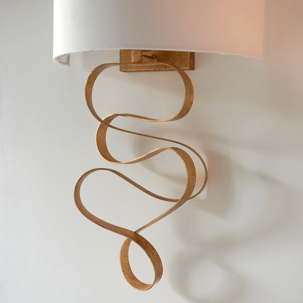 Amos Sennan Wall Light Gold Leaf & Ivory Cotton – from Amos Lighting + Home