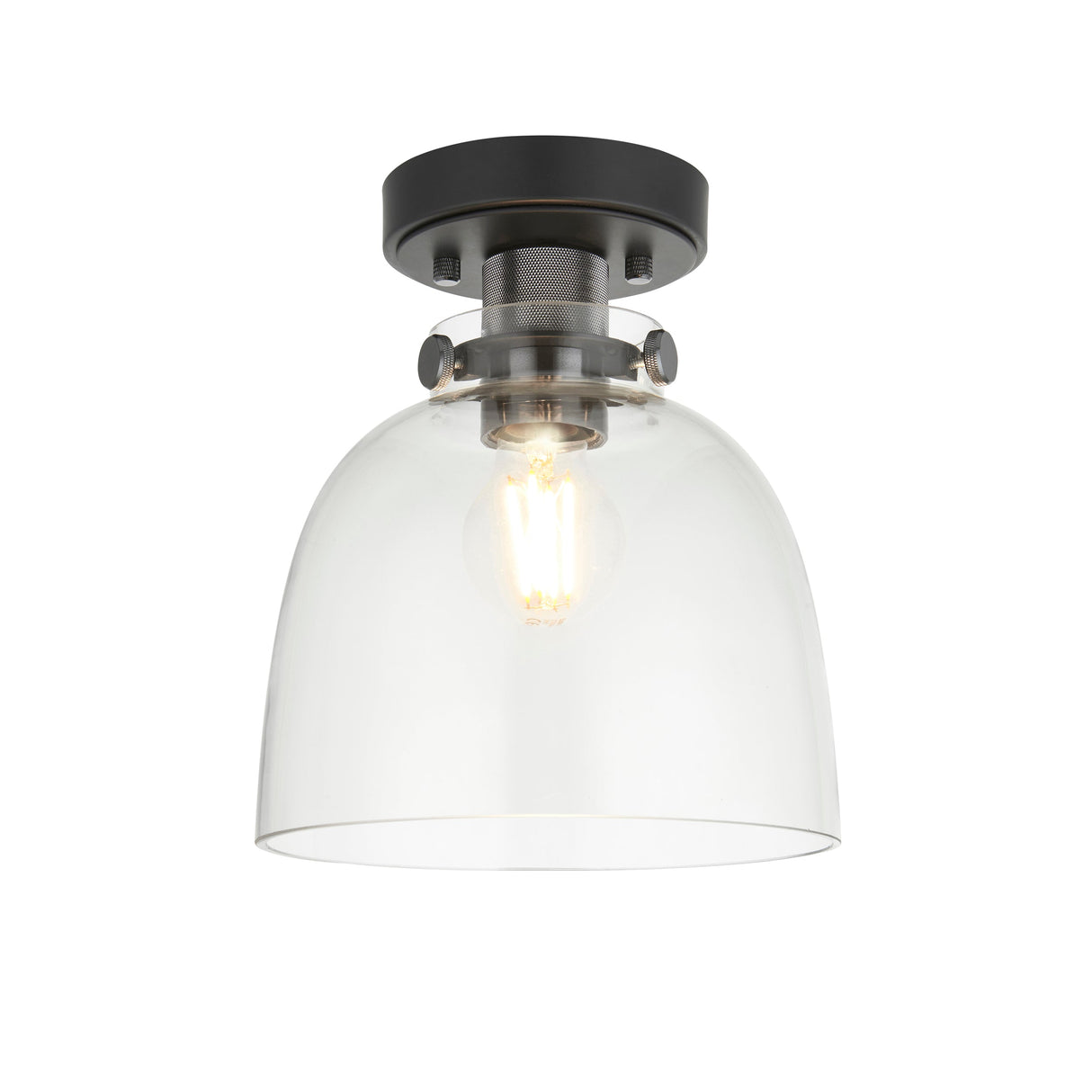 Amos Soho Flush Smokey Grey Tinted Glass – from Amos Lighting + Home