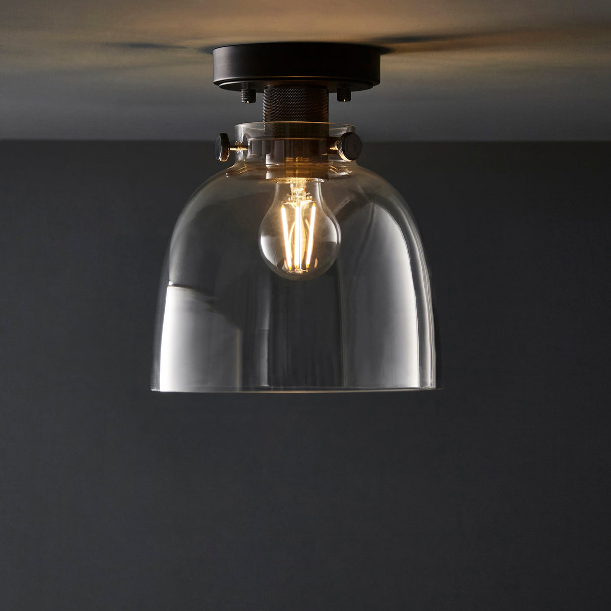 Amos Soho Flush Smokey Grey Tinted Glass – from Amos Lighting + Home