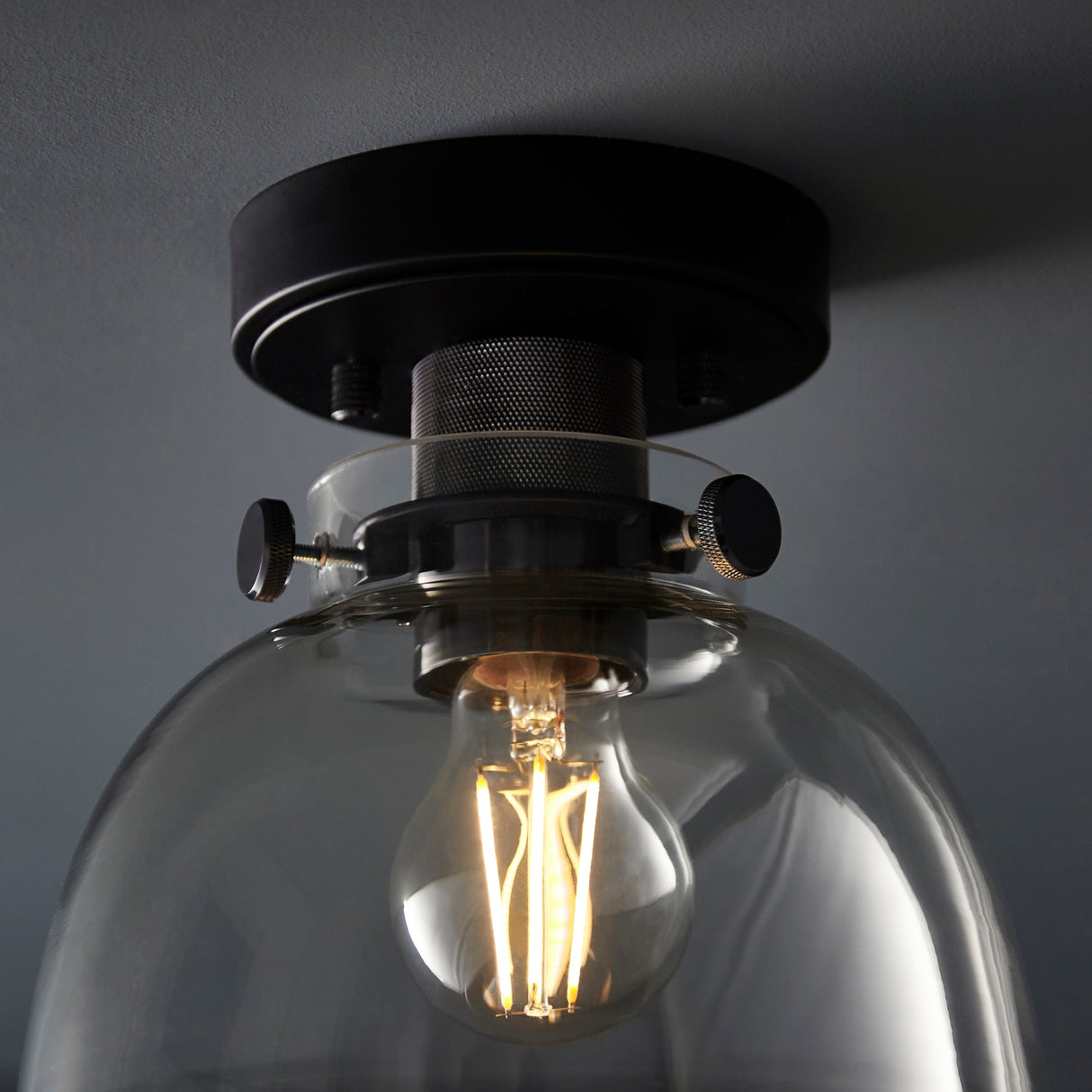 Amos Soho Flush Smokey Grey Tinted Glass – from Amos Lighting + Home