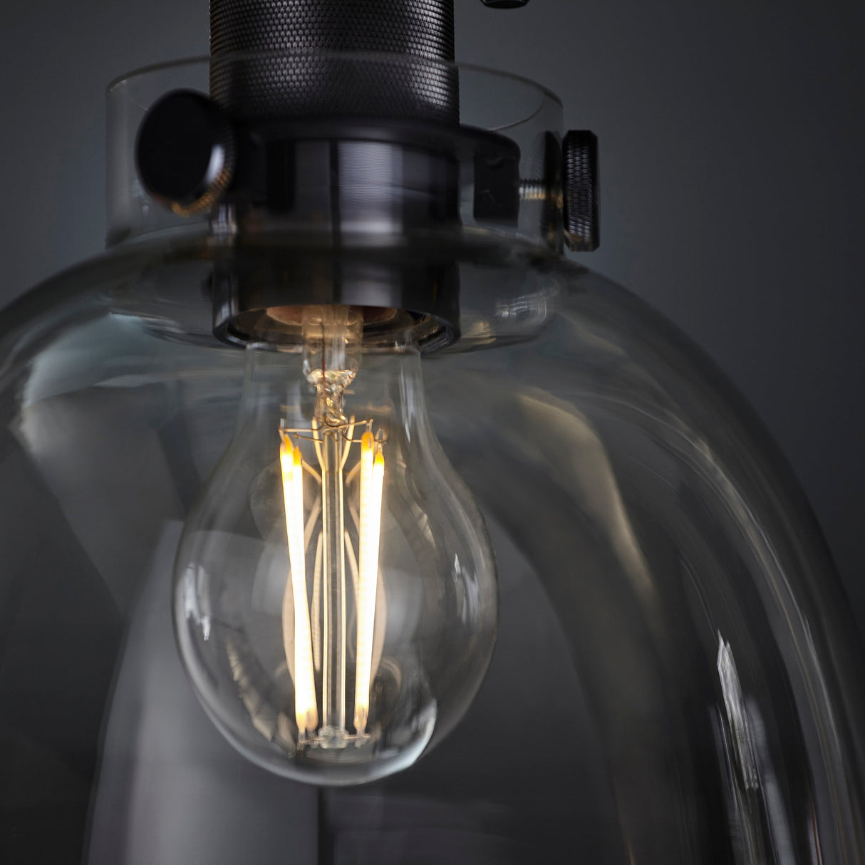 Amos Soho Flush Smokey Grey Tinted Glass – from Amos Lighting + Home