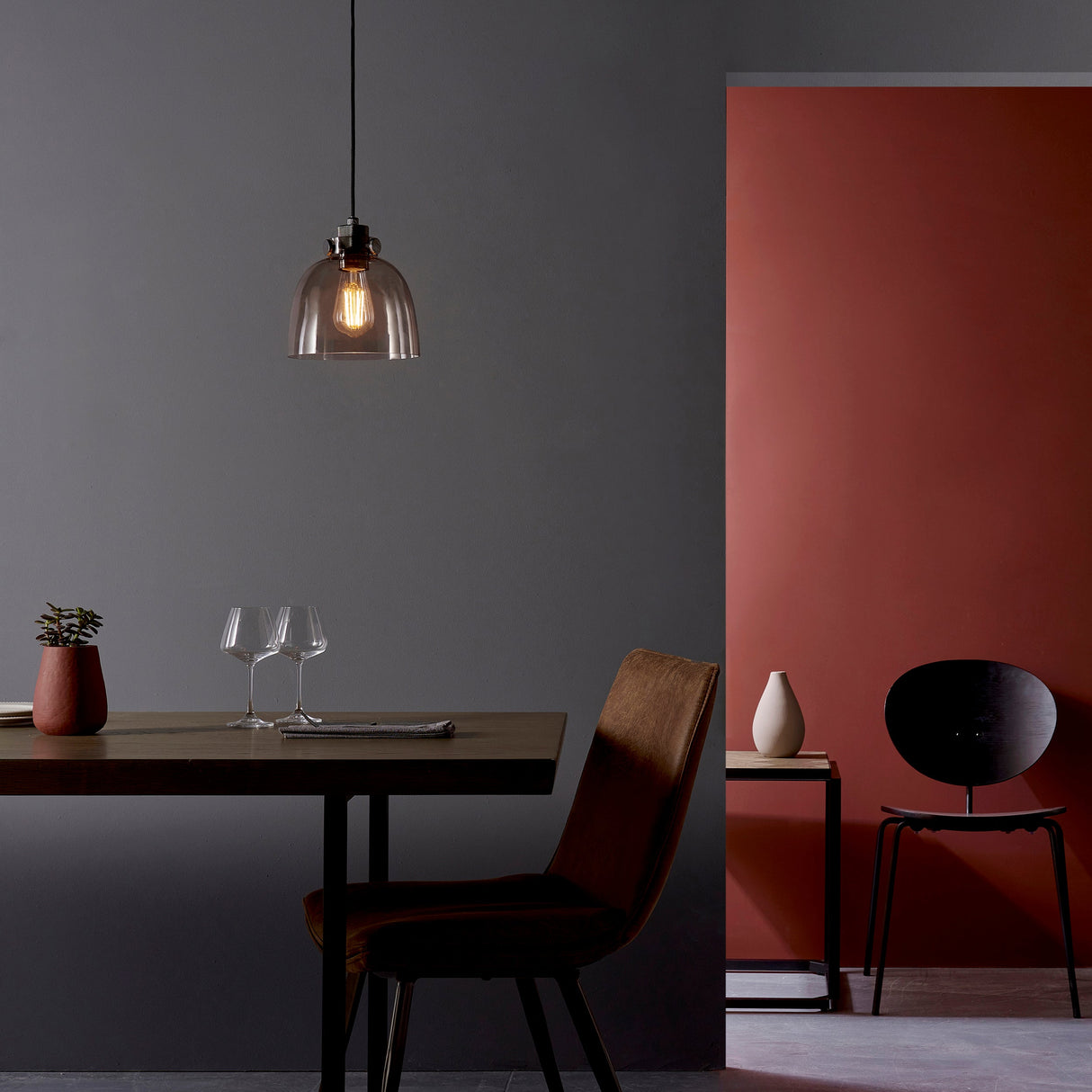 Amos Soho Pendant Smokey Grey Tinted Glass – from Amos Lighting + Home