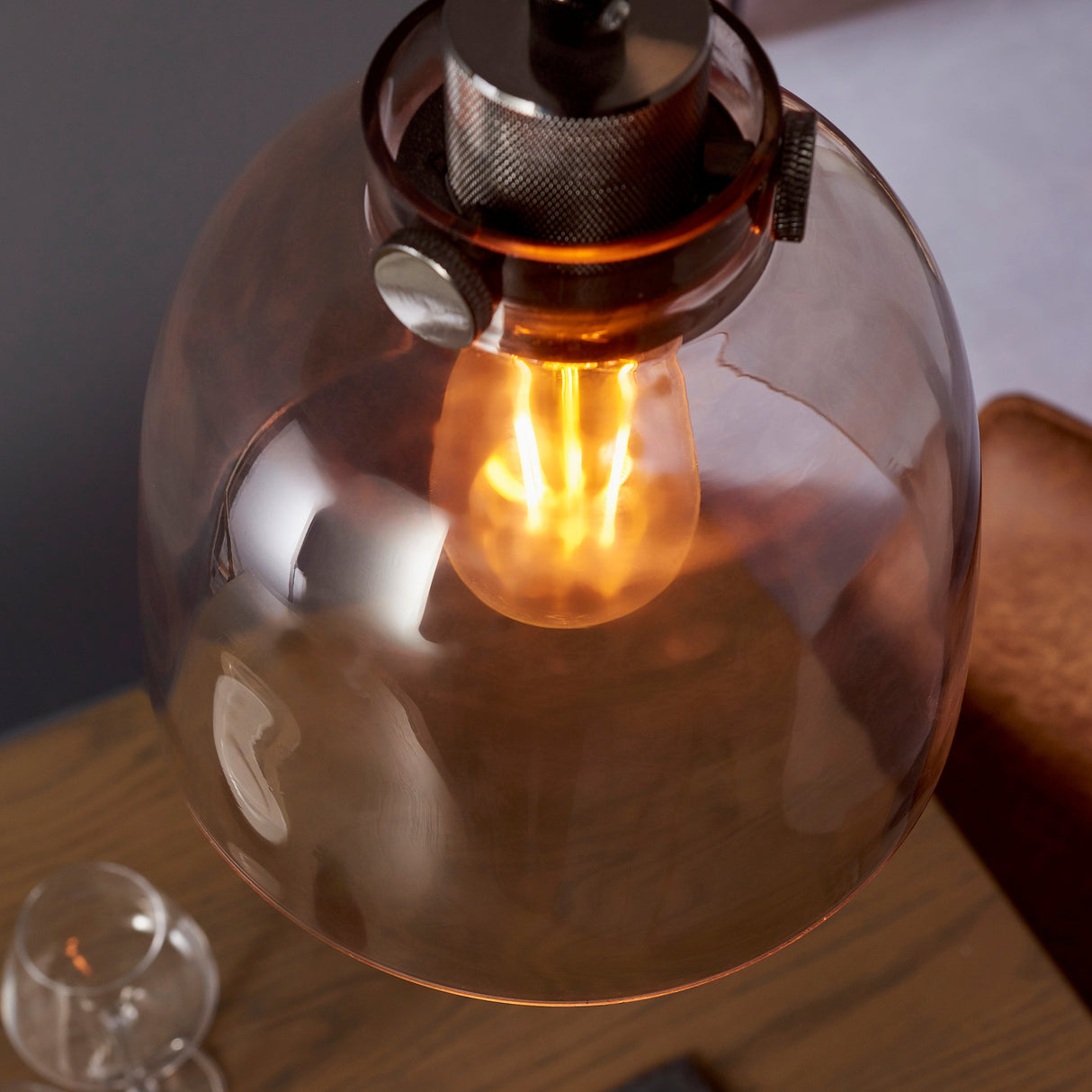 Amos Soho Pendant Smokey Grey Tinted Glass – from Amos Lighting + Home