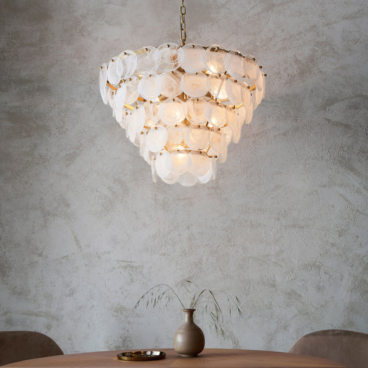 Amos Southgate Chandelier Antique Gold & White – from Amos Lighting + Home