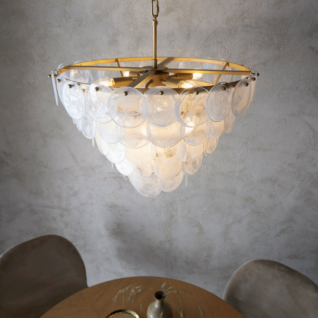 Amos Southgate Chandelier Antique Gold & White – from Amos Lighting + Home
