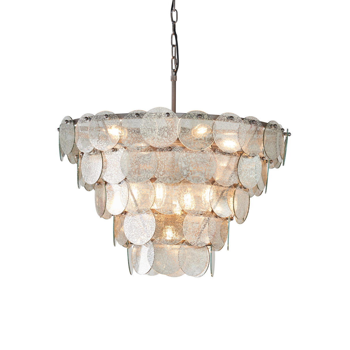 Amos Southgate Chandelier Antique Silver & Mercury Glass – from Amos Lighting + Home