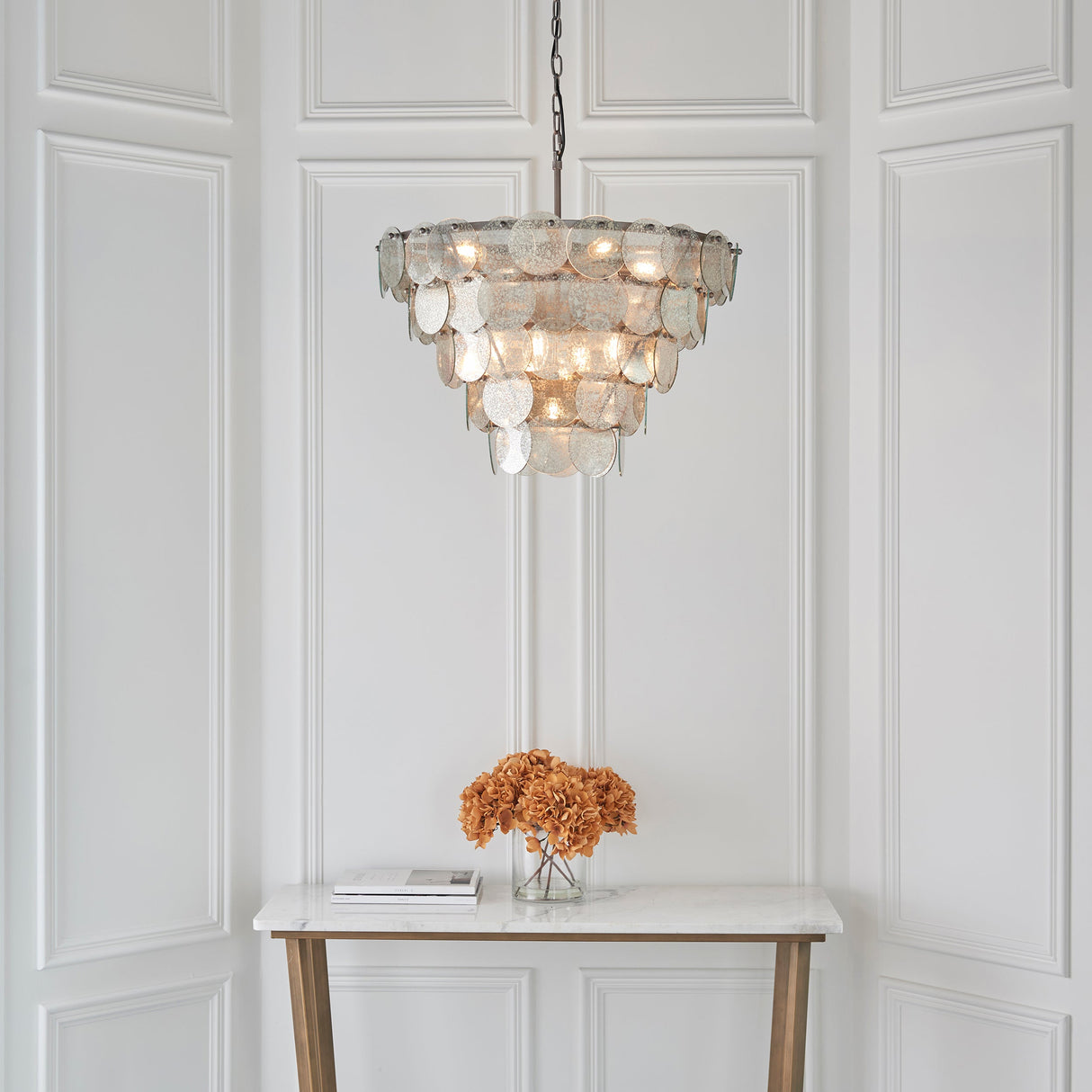 Amos Southgate Chandelier Antique Silver & Mercury Glass – from Amos Lighting + Home