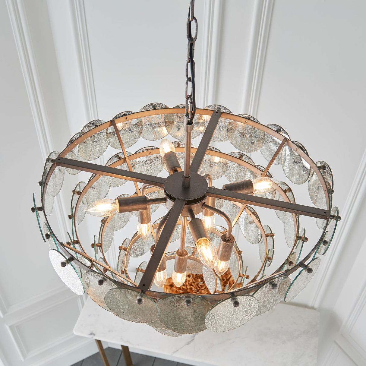 Amos Southgate Chandelier Antique Silver & Mercury Glass – from Amos Lighting + Home