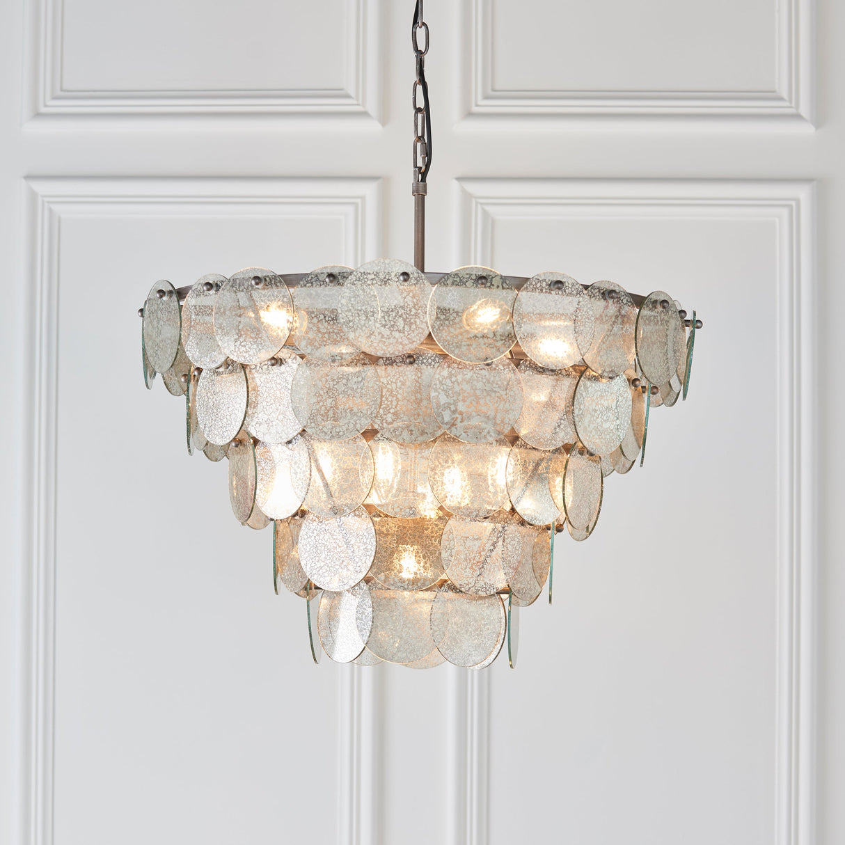 Amos Southgate Chandelier Antique Silver & Mercury Glass – from Amos Lighting + Home