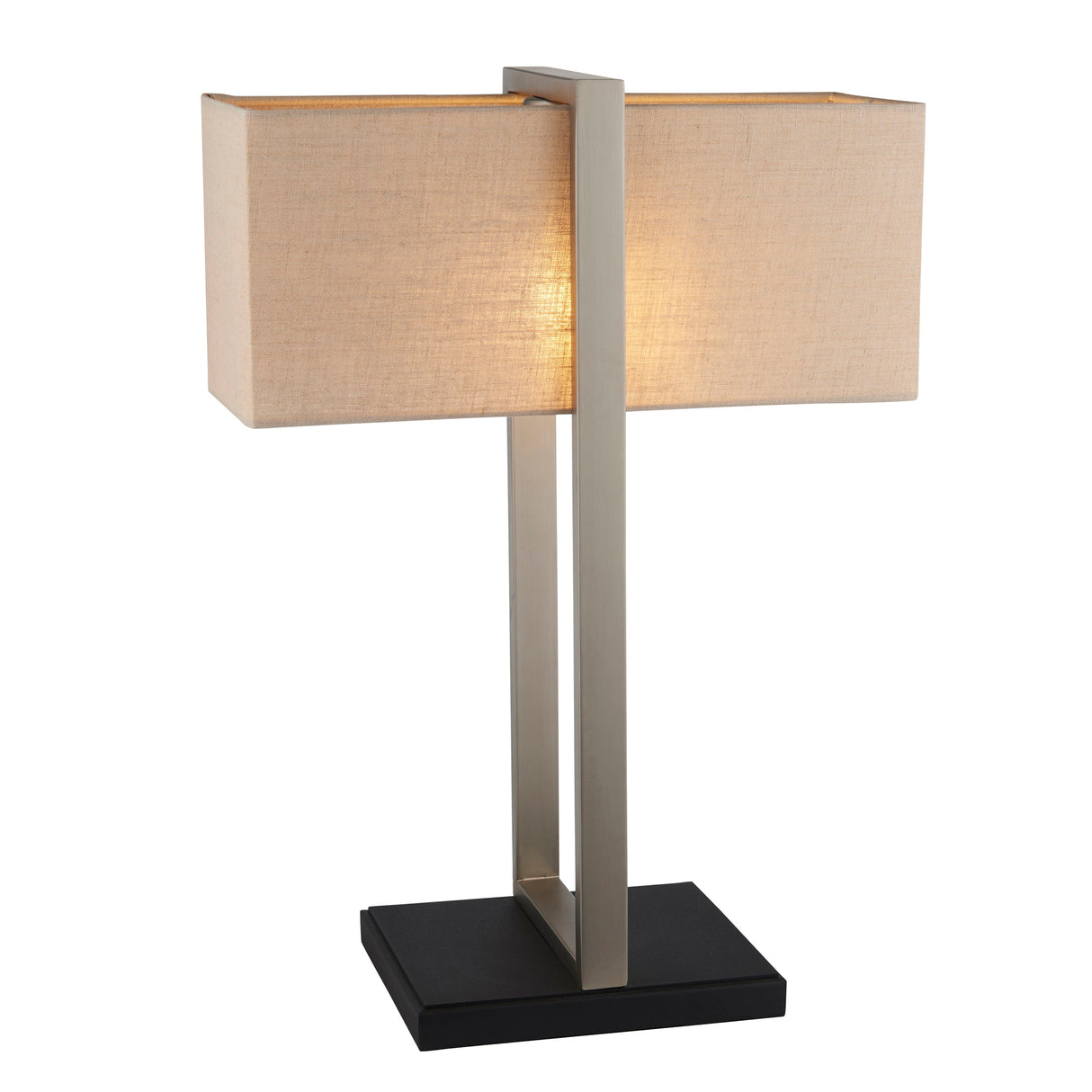 Amos Station Table Lamp Satin Nickel with Shade – from Amos Lighting + Home
