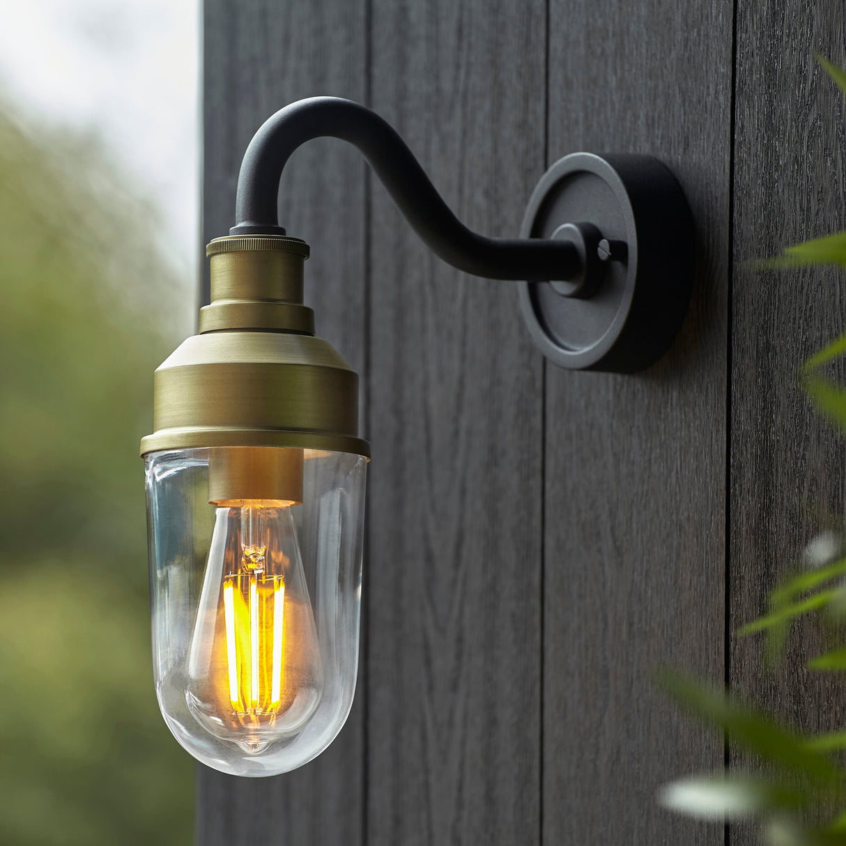 Amos Tethys Outdoor Wall Light Matt Black & Brushed Gold – from Amos Lighting + Home