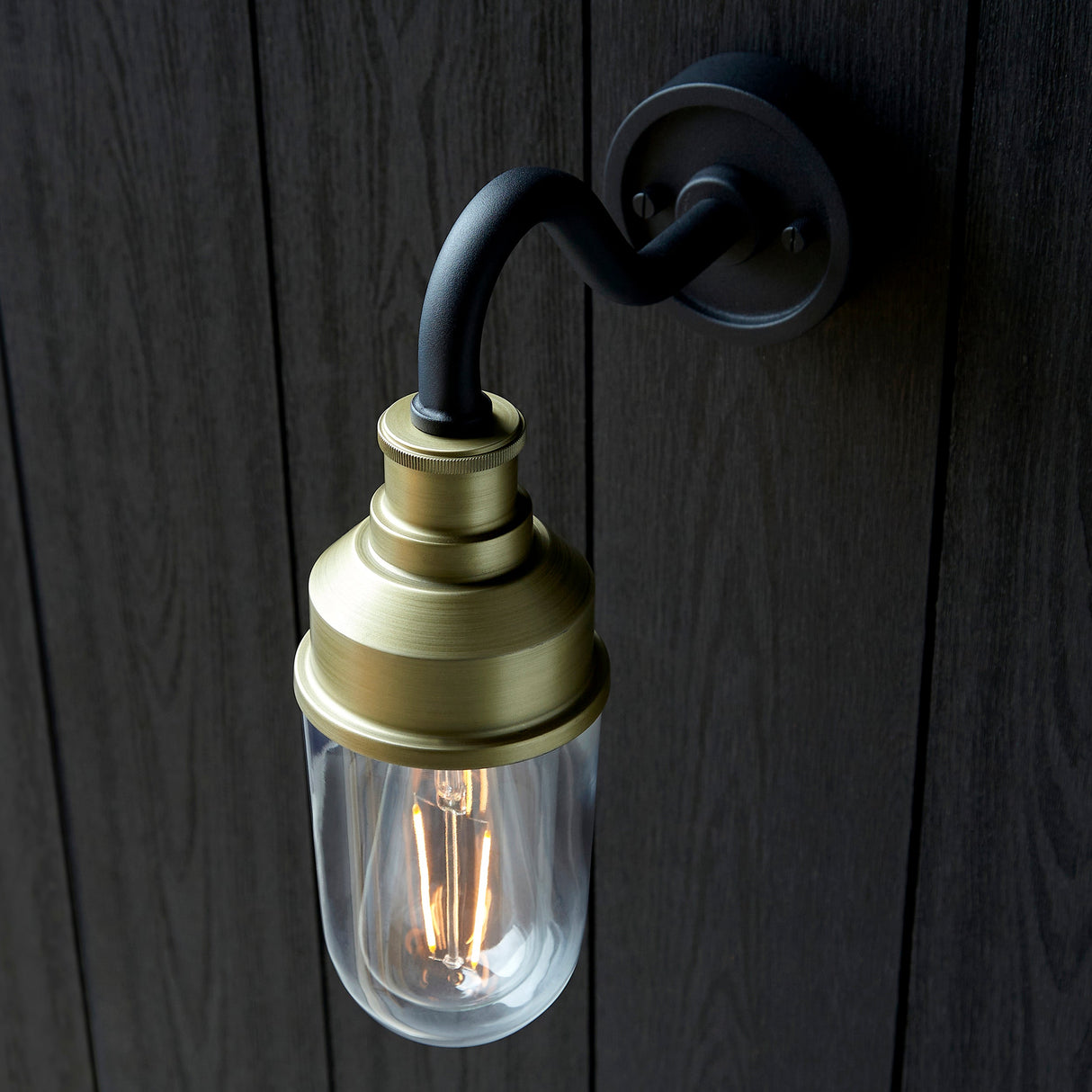 Amos Tethys Outdoor Wall Light Matt Black & Brushed Gold – from Amos Lighting + Home