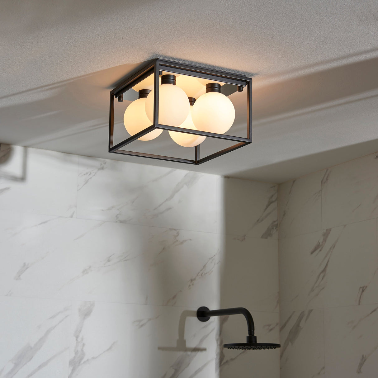 Amos Triton 4 Bathroom Ceiling Light Matt Black – from Amos Lighting + Home