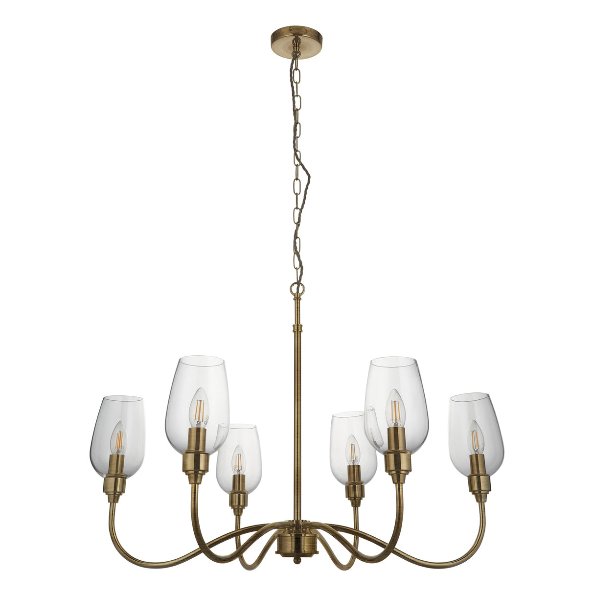 Amos Turret 6 Arm Chandelier Antique Brass – from Amos Lighting + Home