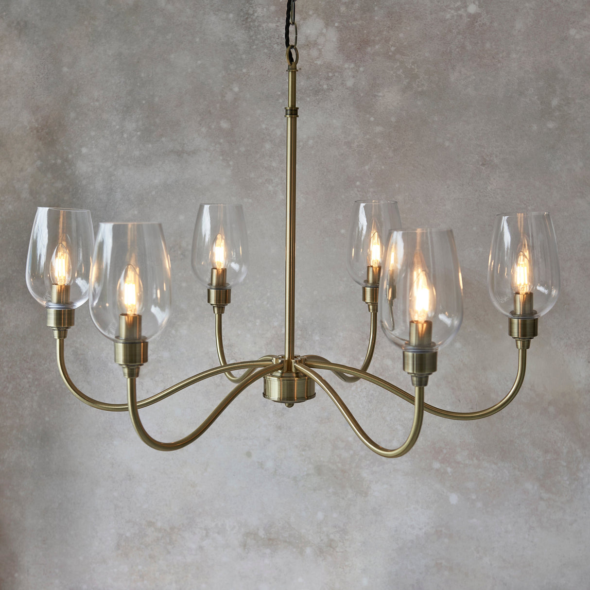 Amos Turret 6 Arm Chandelier Antique Brass – from Amos Lighting + Home