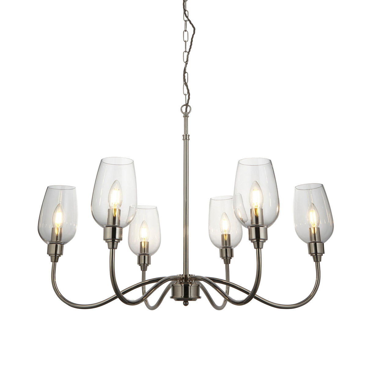 Amos Turret 6 Arm Chandelier Polished Nickel – from Amos Lighting + Home