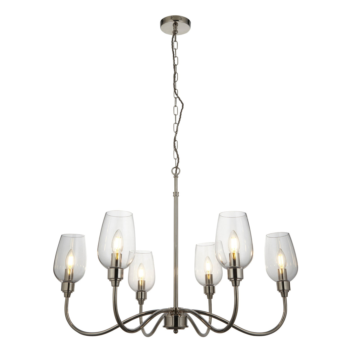 Amos Turret 6 Arm Chandelier Polished Nickel – from Amos Lighting + Home