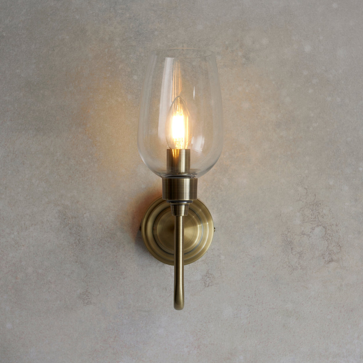 Amos Turret Single Wall Light Antique Brass – from Amos Lighting + Home