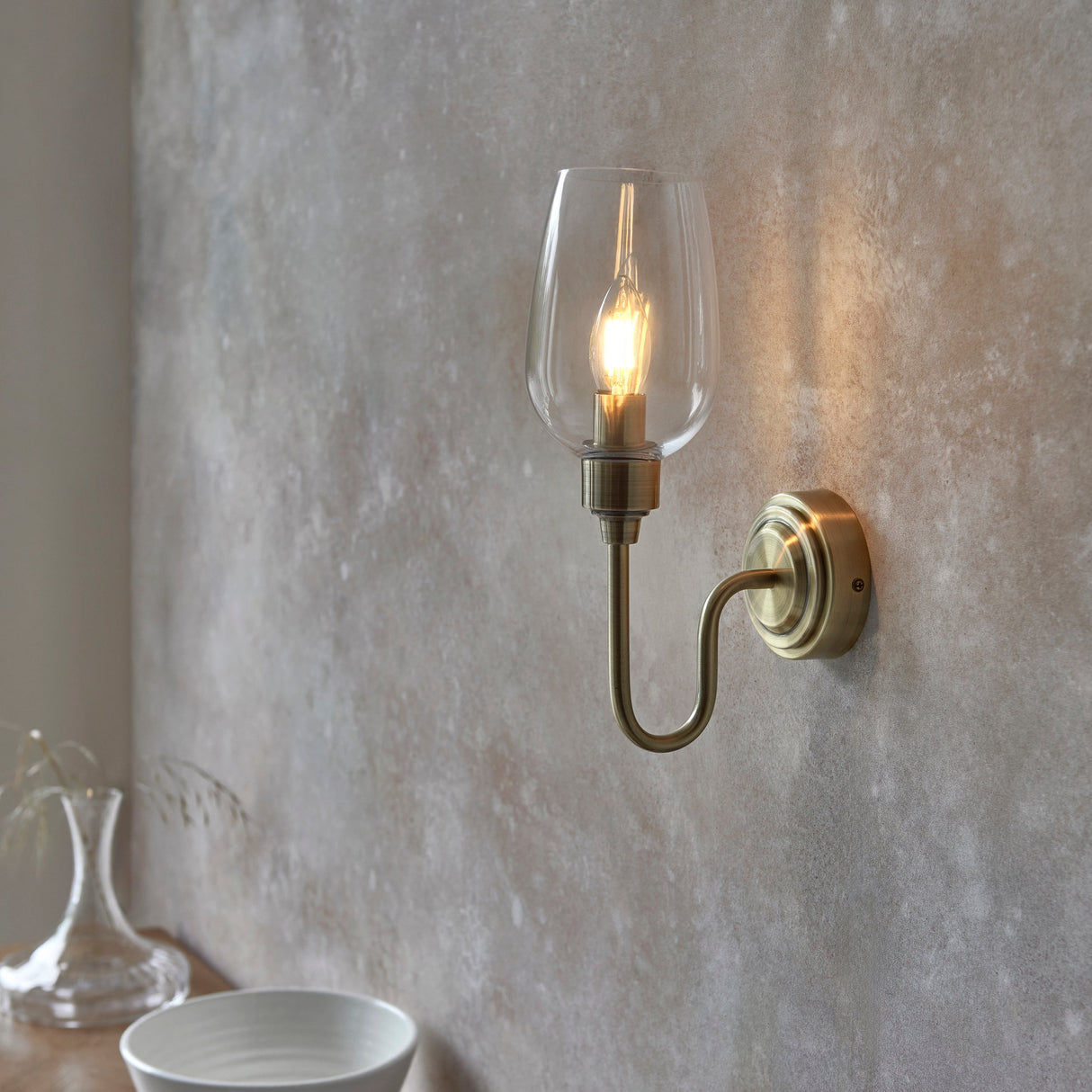 Amos Turret Single Wall Light Antique Brass – from Amos Lighting + Home