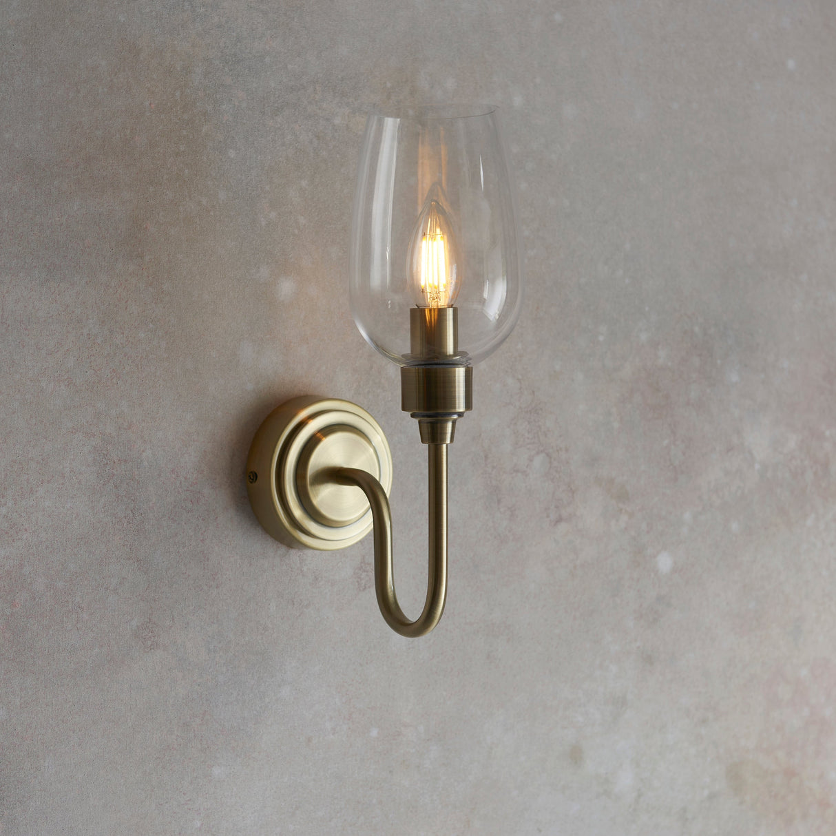 Amos Turret Single Wall Light Antique Brass – from Amos Lighting + Home