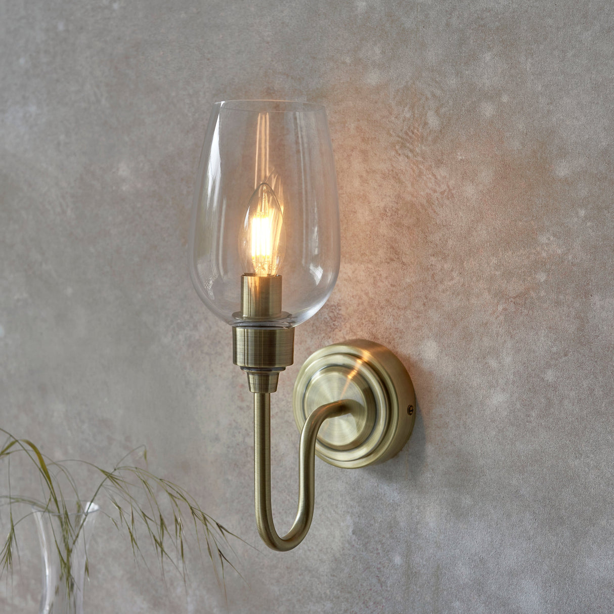 Amos Turret Single Wall Light Antique Brass – from Amos Lighting + Home