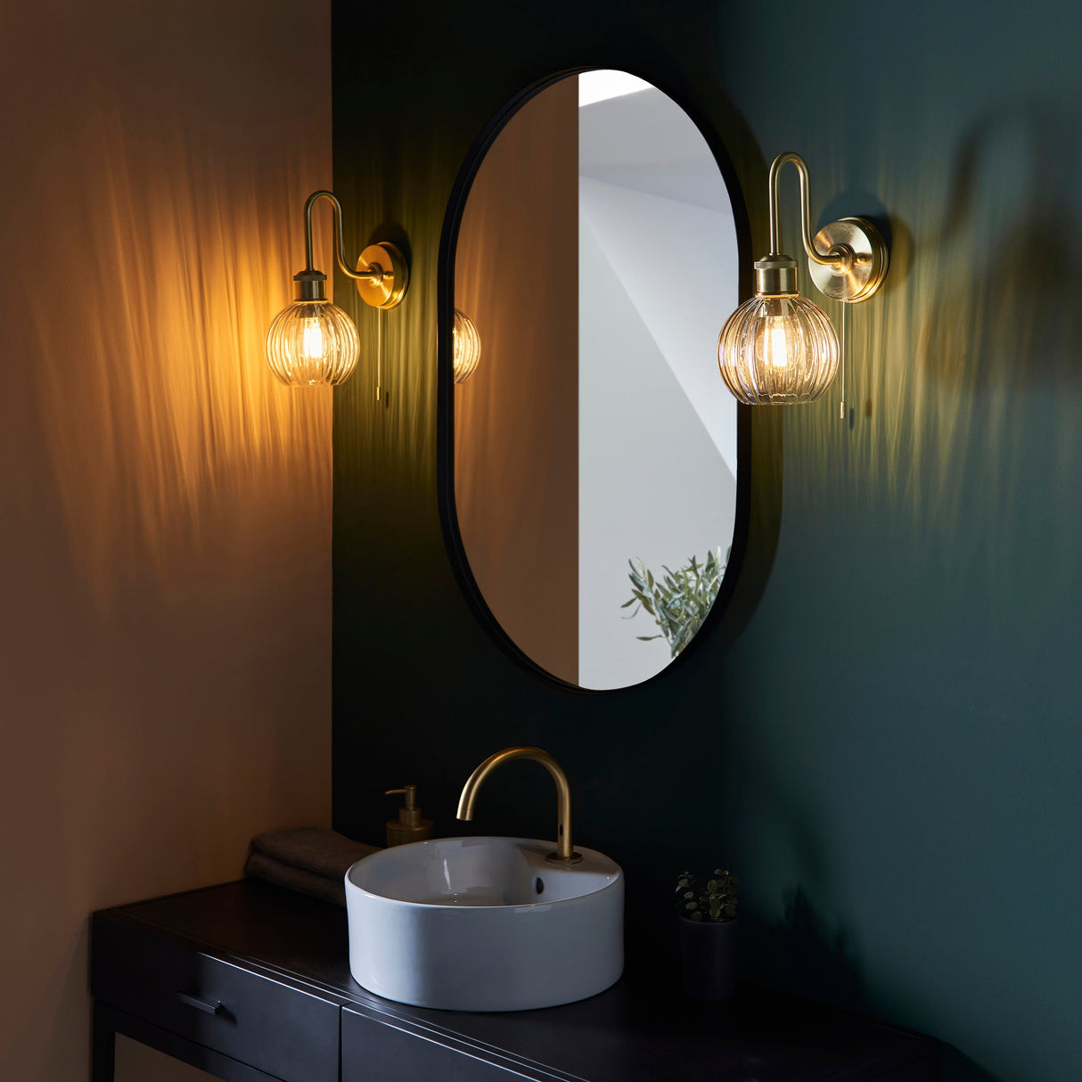 Amos Umber Bathroom Wall Light Satin Brass – from Amos Lighting + Home