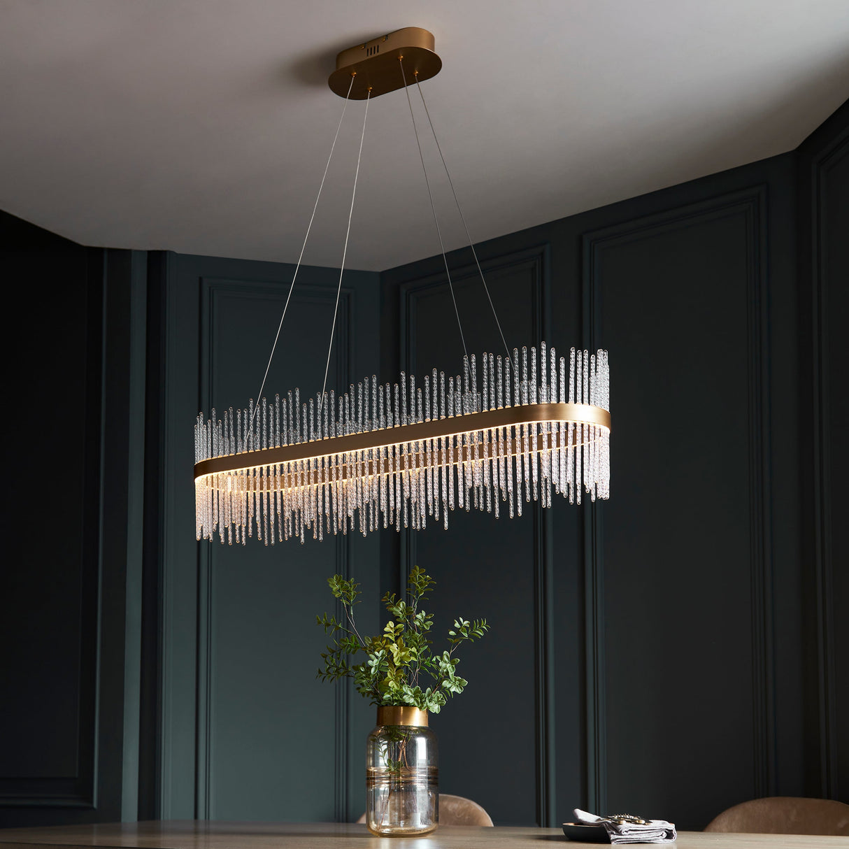 Amos Vanburgh Bar Chandelier Brushed Gold – from Amos Lighting + Home