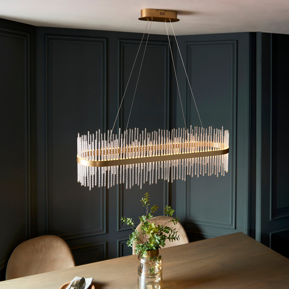 Amos Vanburgh Bar Chandelier Brushed Gold – from Amos Lighting + Home