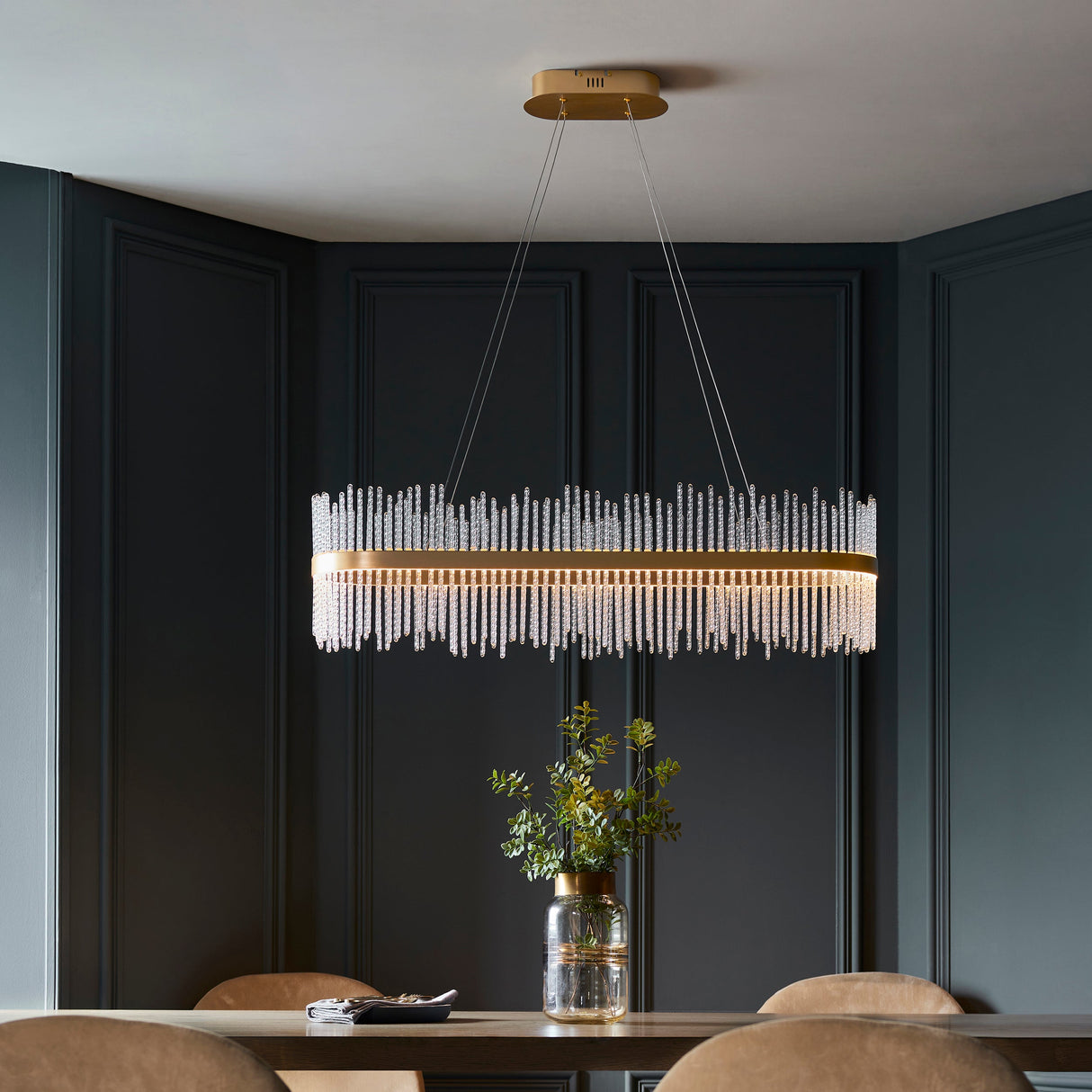 Amos Vanburgh Bar Chandelier Brushed Gold – from Amos Lighting + Home