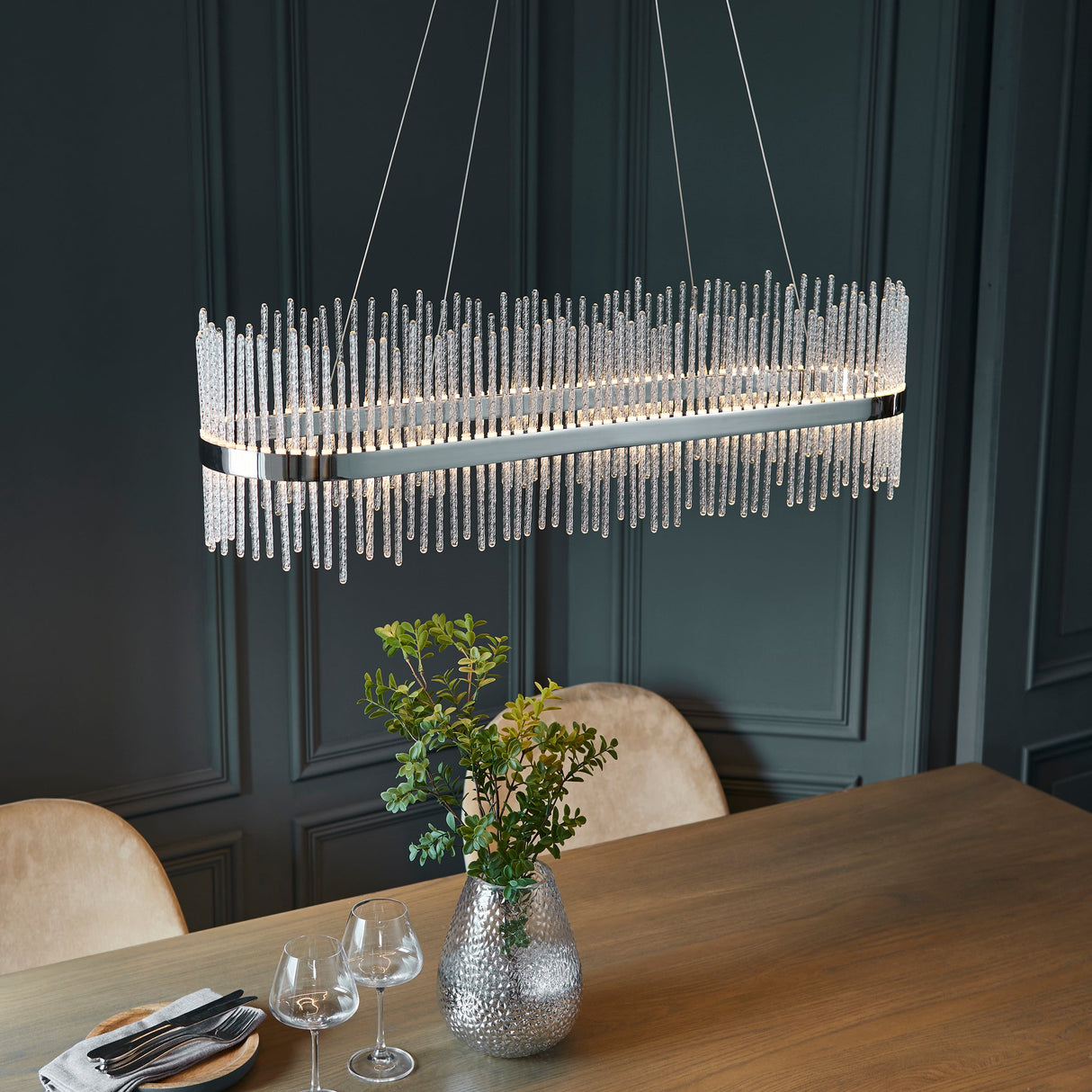 Amos Vanburgh Bar Chandelier Chrome – from Amos Lighting + Home