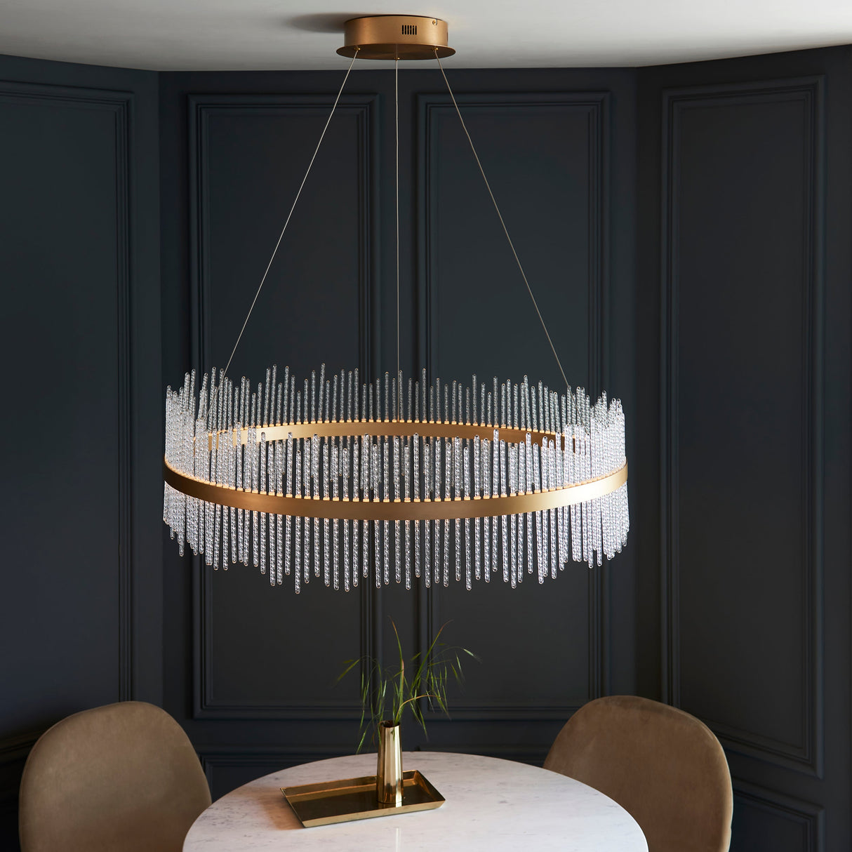 Amos Vanburgh Large Pendant Chandelier Brushed Gold – from Amos Lighting + Home