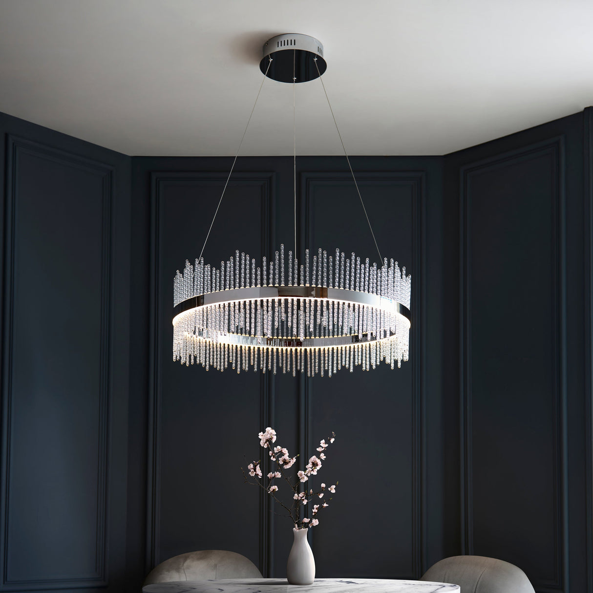 Amos Vanburgh Medium Pendant Chandelier Chrome – from Amos Lighting + Home