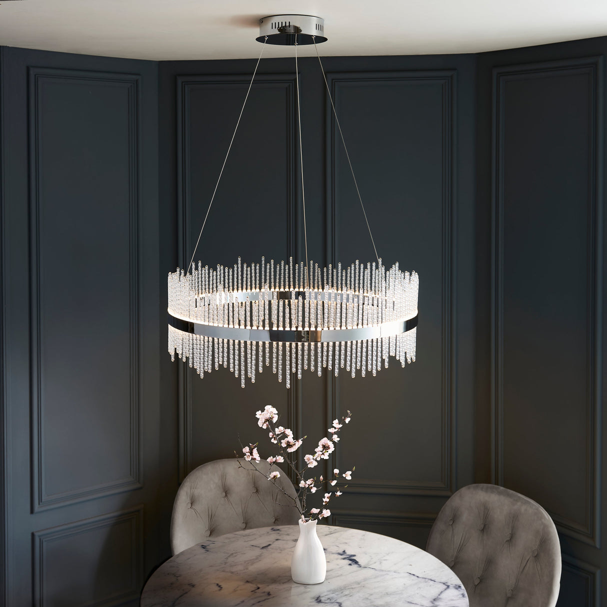 Amos Vanburgh Medium Pendant Chandelier Chrome – from Amos Lighting + Home