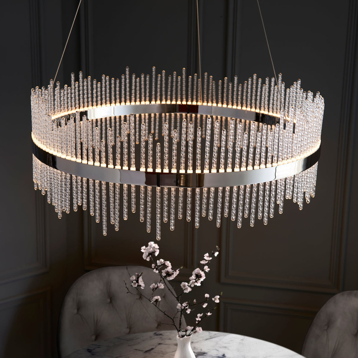 Amos Vanburgh Medium Pendant Chandelier Chrome – from Amos Lighting + Home