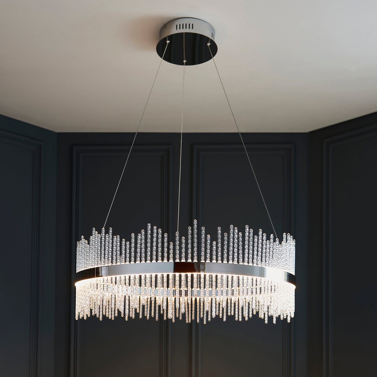 Amos Vanburgh Medium Pendant Chandelier Chrome – from Amos Lighting + Home
