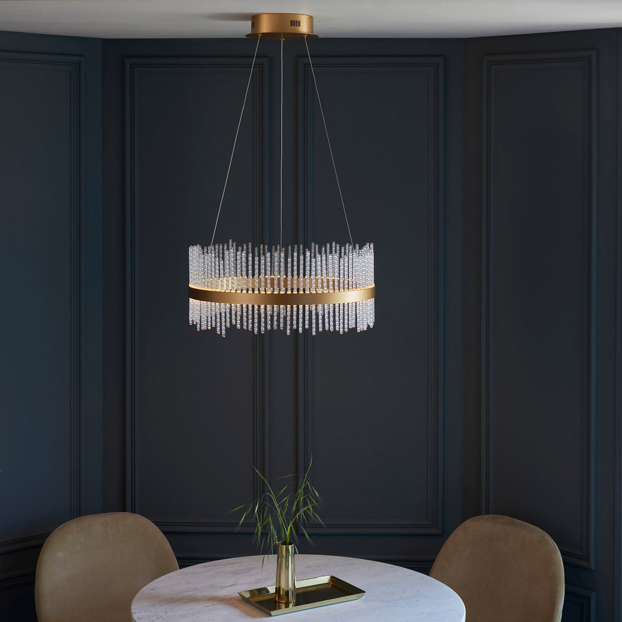 Amos Vanburgh Small Pendant Chandelier Brushed Gold – from Amos Lighting + Home