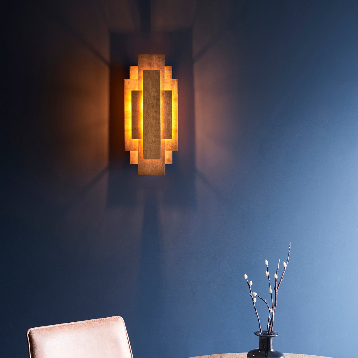 Amos Vaughn Wall Light Gold Leaf – from Amos Lighting + Home