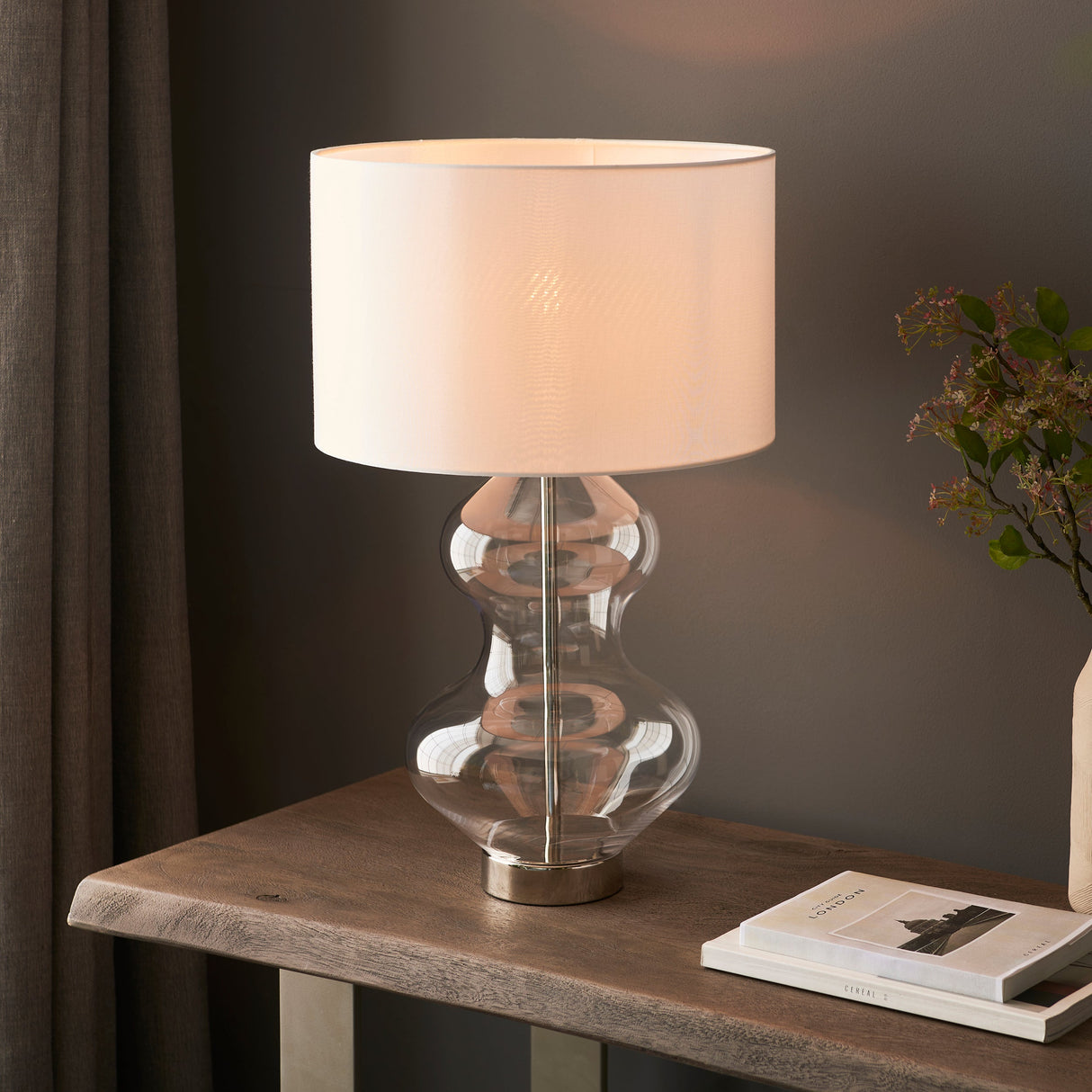 Amos Waist Table Lamp Satin Brass with Shade – from Amos Lighting + Home