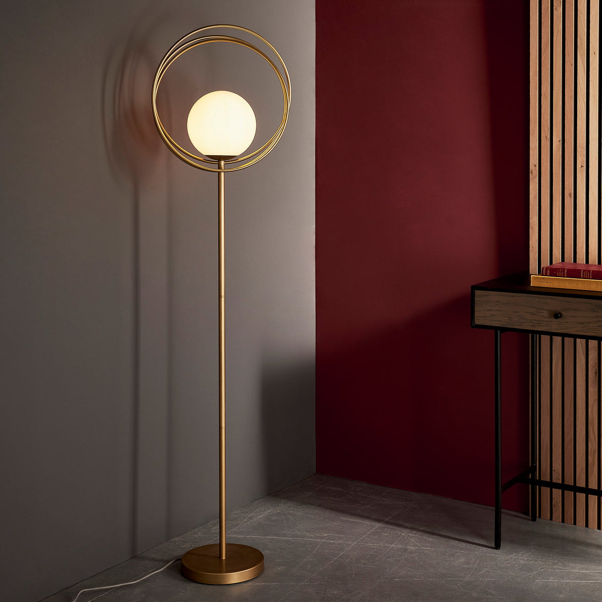Amos Warhol Floor Lamp Brushed Gold – from Amos Lighting + Home