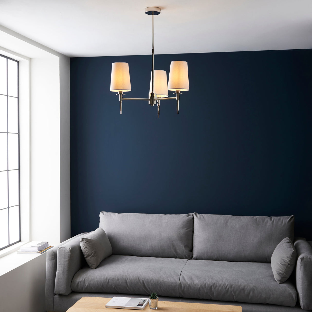 Amos Westminster 3 Light Chandelier Bright Nickel – from Amos Lighting + Home