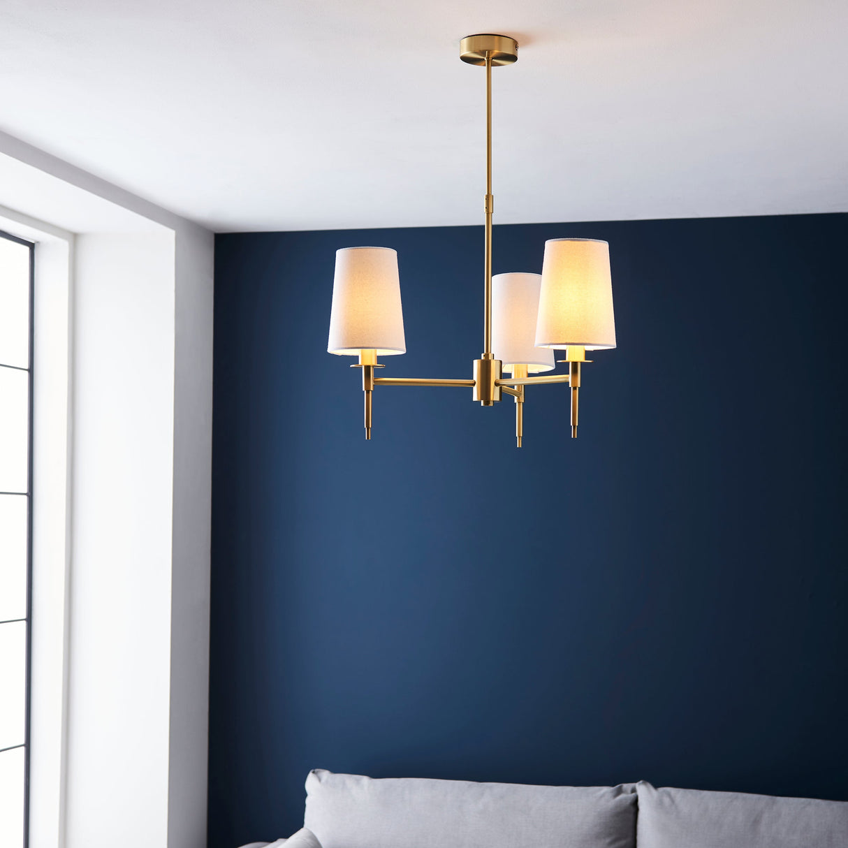 Amos Westminster 3 Light Chandelier Satin Brass – from Amos Lighting + Home