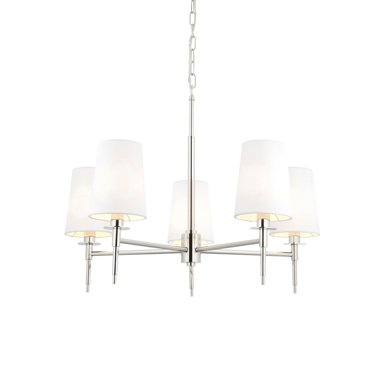 Amos Westminster 5 Light Chandelier Bright Nickel – from Amos Lighting + Home
