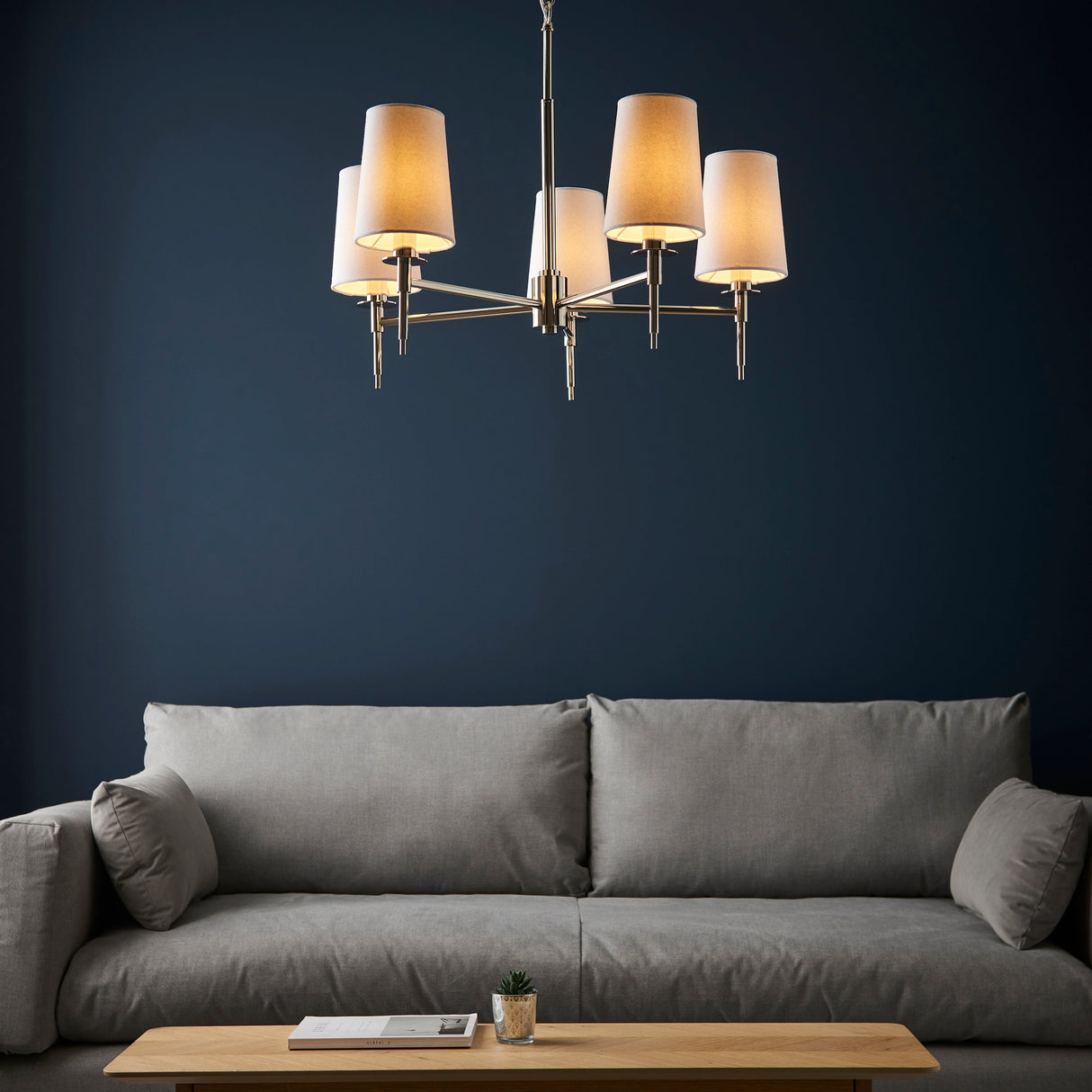 Amos Westminster 5 Light Chandelier Bright Nickel – from Amos Lighting + Home