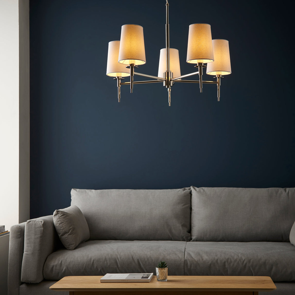 Amos Westminster 5 Light Chandelier Bright Nickel – from Amos Lighting + Home