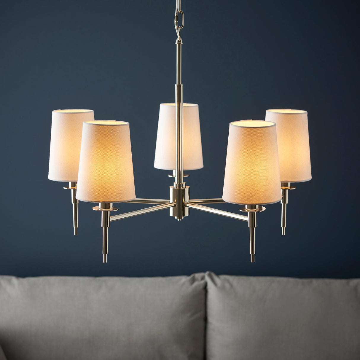 Amos Westminster 5 Light Chandelier Bright Nickel – from Amos Lighting + Home