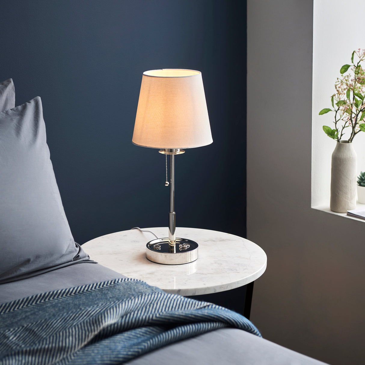Amos Westminster Table Lamp Bright Nickel – from Amos Lighting + Home